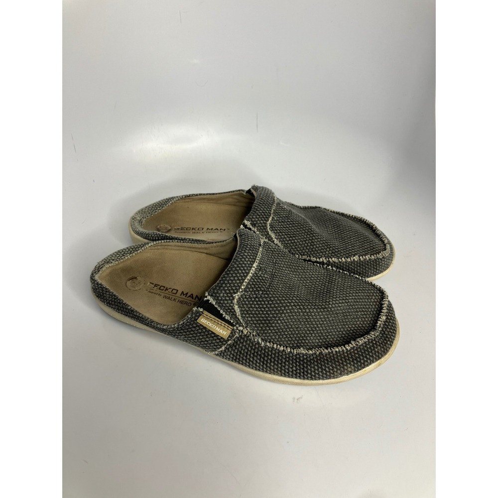 Gecko Man‎ slip on shoes mules slides gray canvas men's size 9 casual
